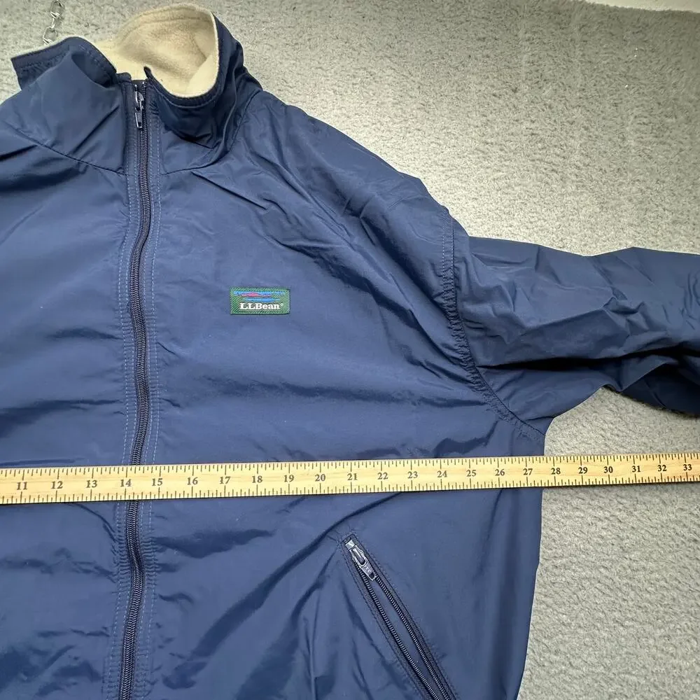 Vintage LL Bean Three Season Jacket Mens XXL Navy Lined Bomber Full Zip